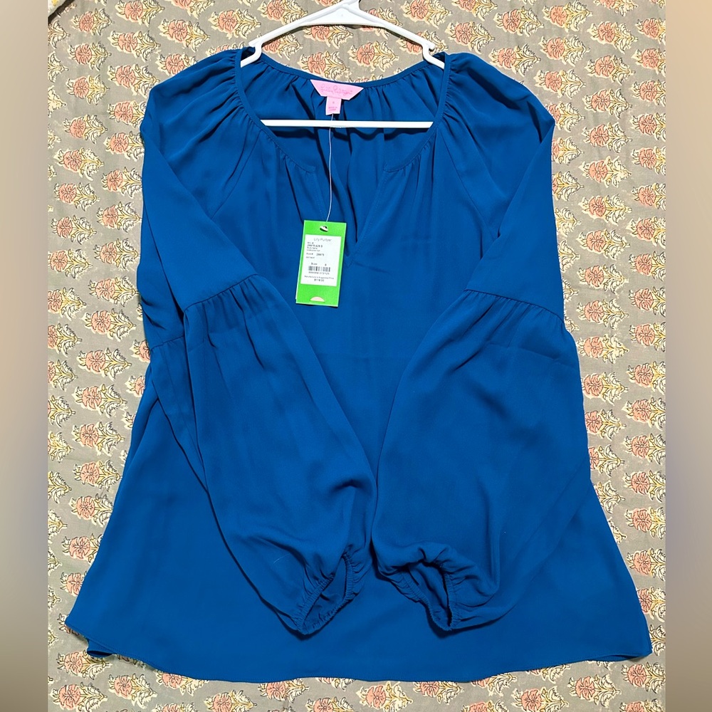 NWT Women’s Lilly Pulitzer Charleigh Top Blouse Blue Size Small